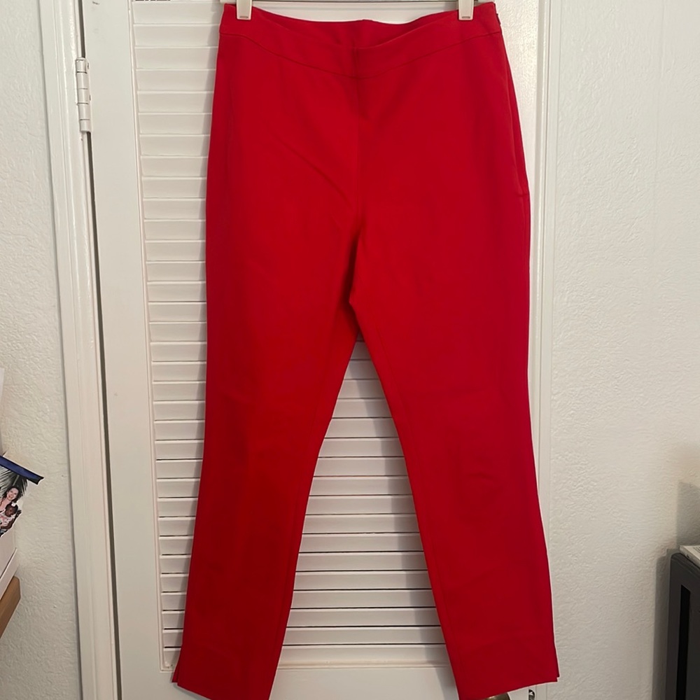 1901 red stretchy ankle length dress pant